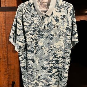 Under Armour Men’s Light Teal and Gray Camo Polo